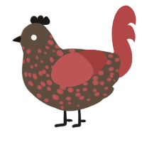 (unnamed), a bark and red chicken with a speckle pattern