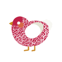 (unnamed), a crimson and white chicken with a double-lace pattern