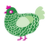 Candy Wrapper, a viridian and gluppy chicken with a lace pattern