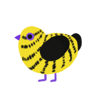 (unnamed), a yellow and black chicken with a bar pattern