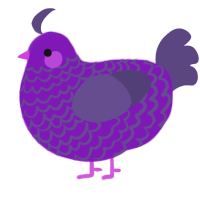 Giblet, a violet and overcast chicken with a lace pattern