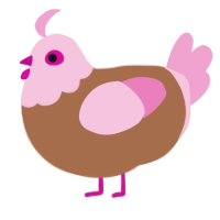 Bonbon, a brown and pink chicken with a head pattern