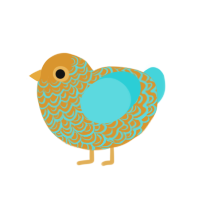 (unnamed), a orange and aqua chicken with a double-lace pattern