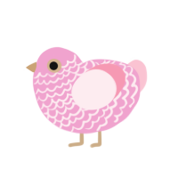 Galinda, a pink and rose chicken with a lace pattern