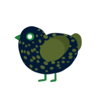 Elphaba, a tumblr and olive chicken with a speckle pattern