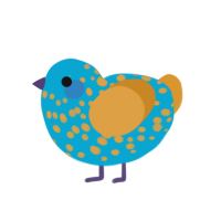 (unnamed), a cerulean and orange chicken with a speckle pattern