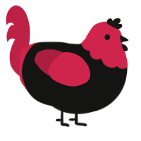 false idol, a black and crimson chicken with a head pattern