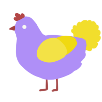 concerning illness, a lilac and yellow chicken