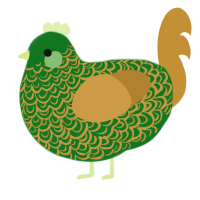 gilded, a leaf and gold chicken with a double-lace pattern