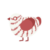 Peppermint, a white and red chicken with a bar pattern