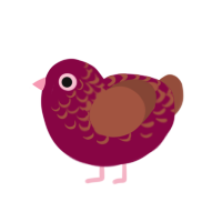 red, a crimson chicken with a half-lace pattern