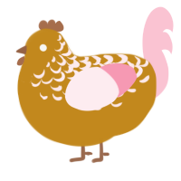 (unnamed), a ochre and rose chicken with a half-lace pattern