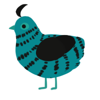 Mikudaughter, a teal and black chicken with a bar pattern