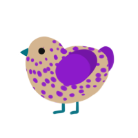 Spotted One, a beige and violet chicken with a speckle pattern