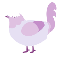 Edward, a lilac and orchid chicken with a head pattern