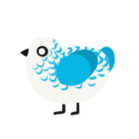 Cloud, a white and cerulean chicken with a half-lace pattern