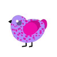 The Living Dead, a lilac and fuchsia chicken with a speckle pattern