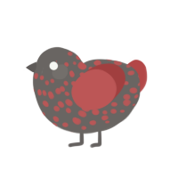 Volcanic Rock, a grey and red chicken with a speckle pattern