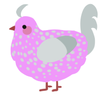 Tavel, a lavender and silver chicken with a speckle pattern