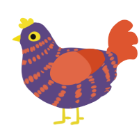 Rosie, a overcast and vermilion chicken with a bar pattern