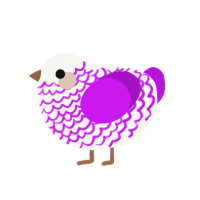 Moo, a white and amethyst chicken with a lace pattern