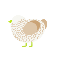 Leader, a white and cream chicken with a lace pattern