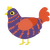 Rosie, a overcast and vermilion chicken with a bar pattern