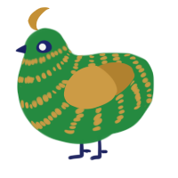 alburt, a viridian and gold chicken with a bar pattern