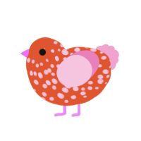 (unnamed), a vermilion and pink chicken with a speckle pattern