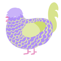 Fleur, a lilac and lemon chicken with a lace pattern