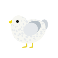 Egg, a white and mist chicken with a speckle pattern