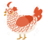 Sweetheart, a cream and vermilion chicken with a lace pattern