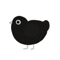 Hazel, a black and sable chicken with a lace pattern