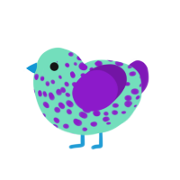 HARBRINGER OR DOOM, a mint and violet chicken with a speckle pattern