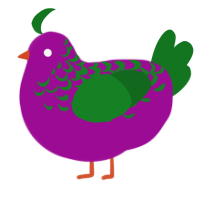 Merry, a plum and leaf chicken with a half-lace pattern