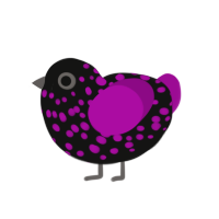 (unnamed), a black and plum chicken with a speckle pattern