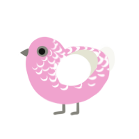 Dog, a pink and white chicken with a half-lace pattern