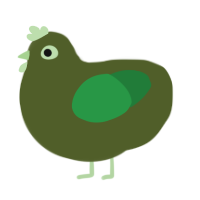 Pea, a olive and viridian chicken