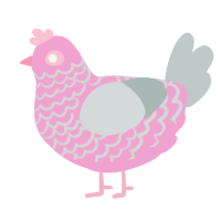 Fragrance, a pink and silver chicken with a lace pattern