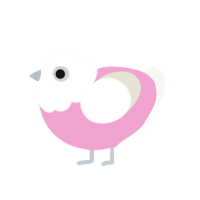 cozy, a pink and white chicken with a head pattern