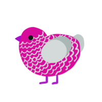 Jazzy, a fuchsia and silver chicken with a lace pattern