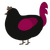 A black and maroon chicken