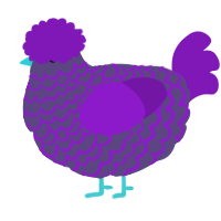 BARNy, a violet chicken with a lace pattern