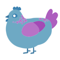 Iapetus, a sky and amethyst chicken with a neck-speckle pattern