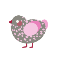 Rose, a ash and pink chicken with a speckle pattern