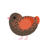 (unnamed), a bark and vermilion chicken with a half-lace pattern