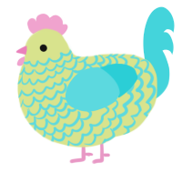 (unnamed), a lemon and aqua chicken with a lace pattern