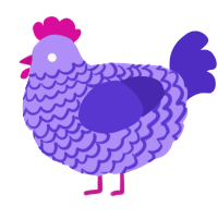 divken, a lilac and indigo chicken with a lace pattern