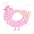 Harmony, a pink and cream chicken with a lace pattern