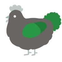 Green pea, a grey and viridian chicken